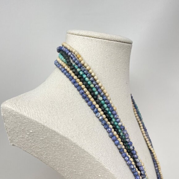 Stone Beads 6 Continuous Strands Necklaces  Blue Coastal Craft‎ or Ready to Wear - Picture 6 of 8